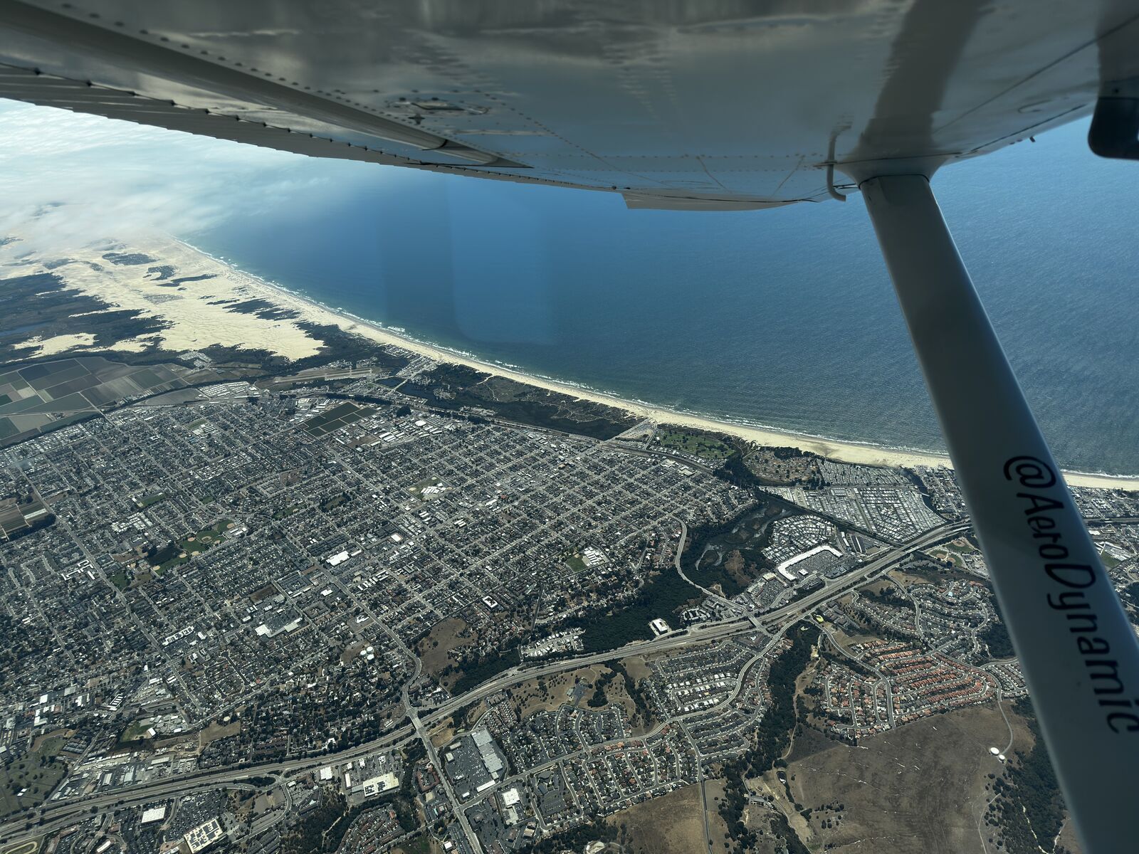 Aerial view of Pismo Beach on return flight