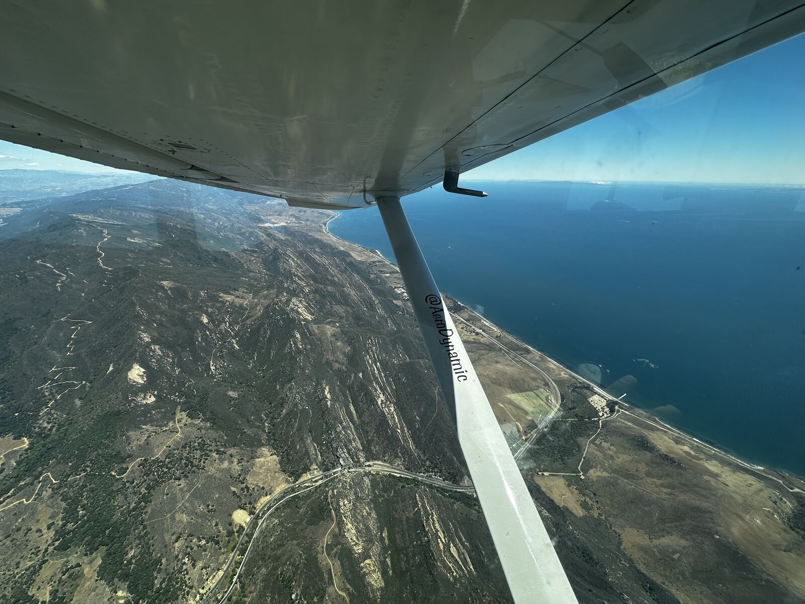Turning along Santa Barbara Coastline through Gaviota Pass